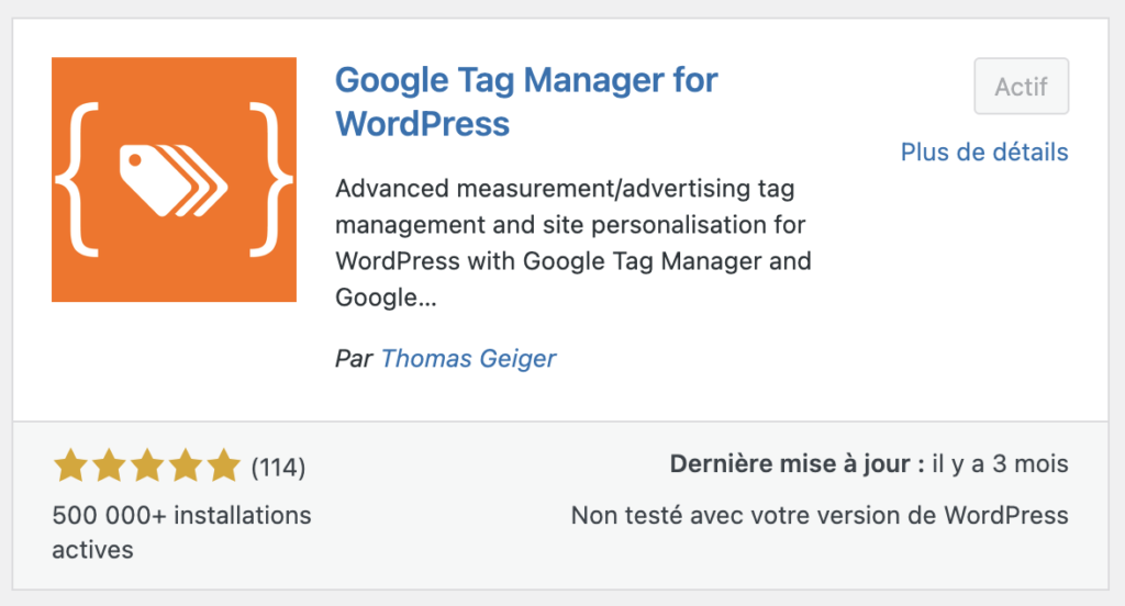 L'extension Google Tag Manager for WordPress